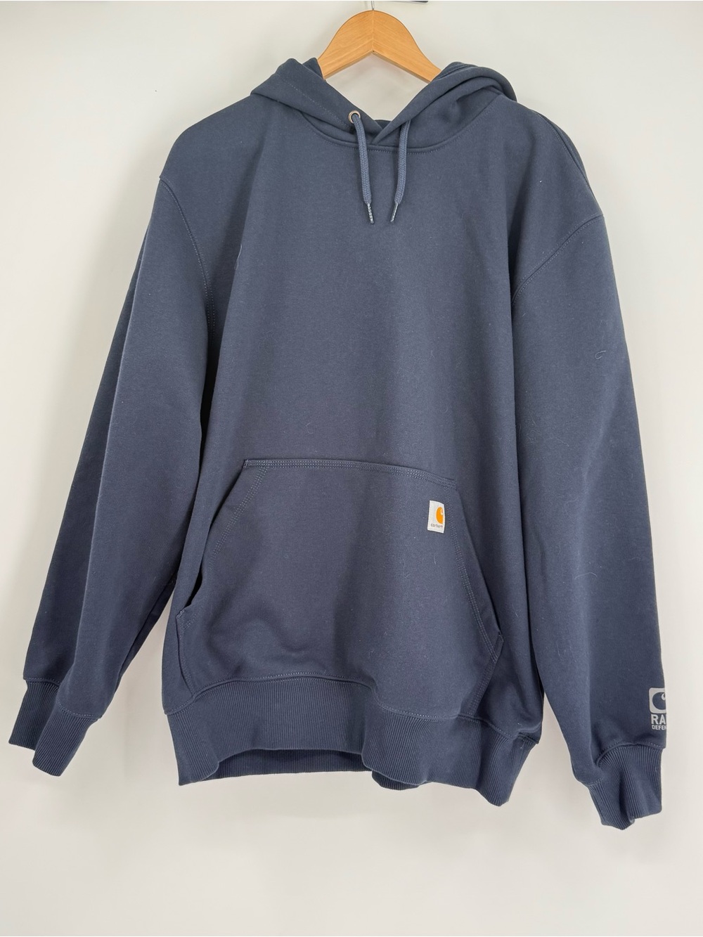 Carhartt NWT Rain Defender Pullover Hoodie Navy Blue Size Large heavy Cotton - Picture 9 of 9